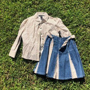 Denim and Floral Skirt Set